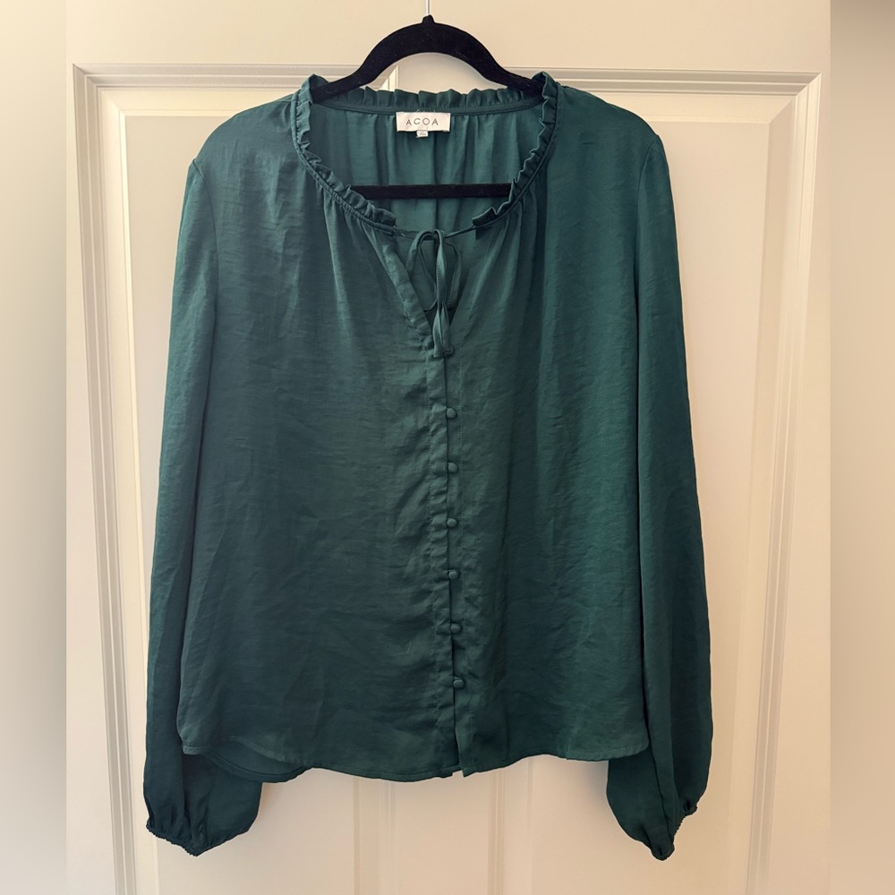 Anthropologie ACOA Green Blouse XL